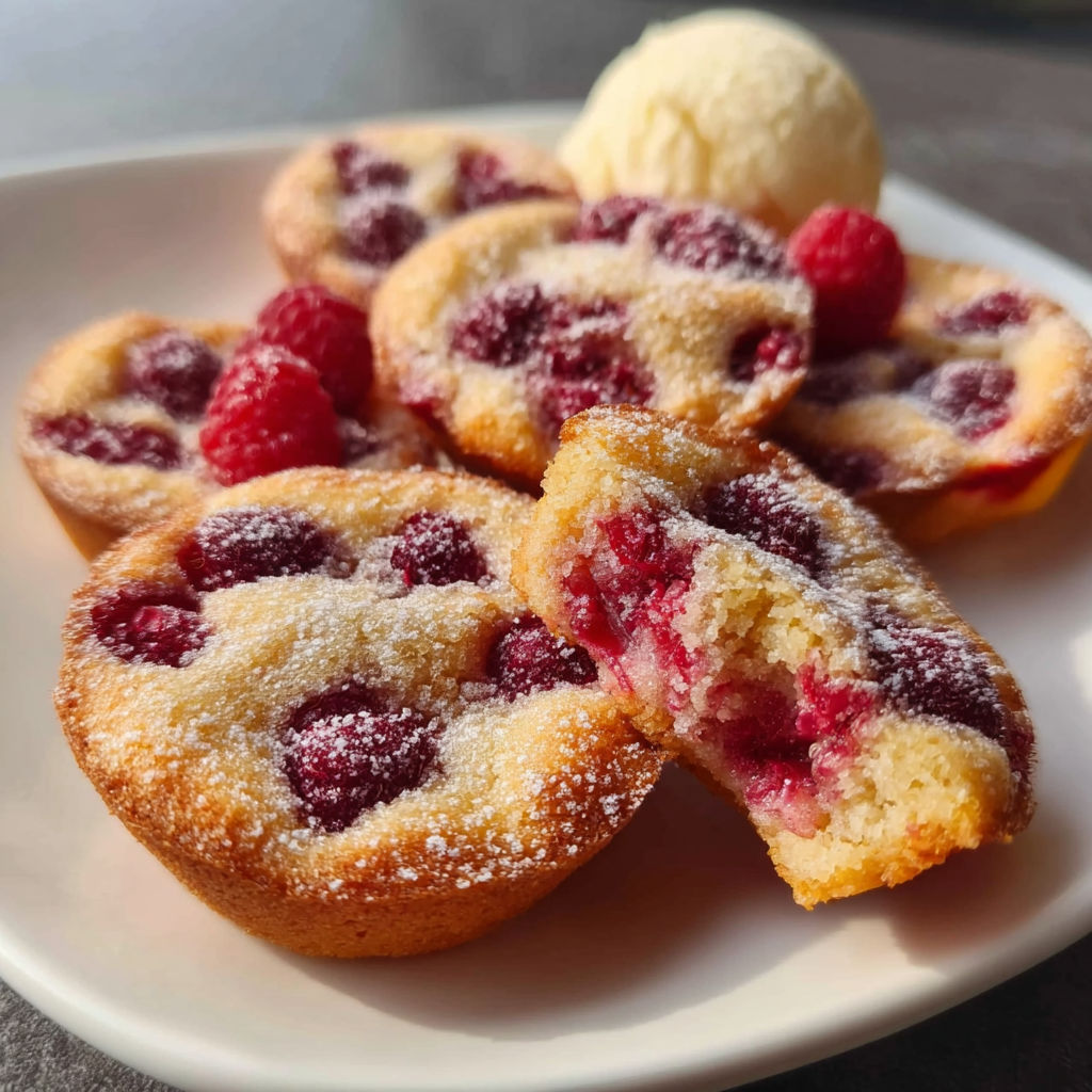 Tarte aux fraises avec boule de glace, sur plateau.