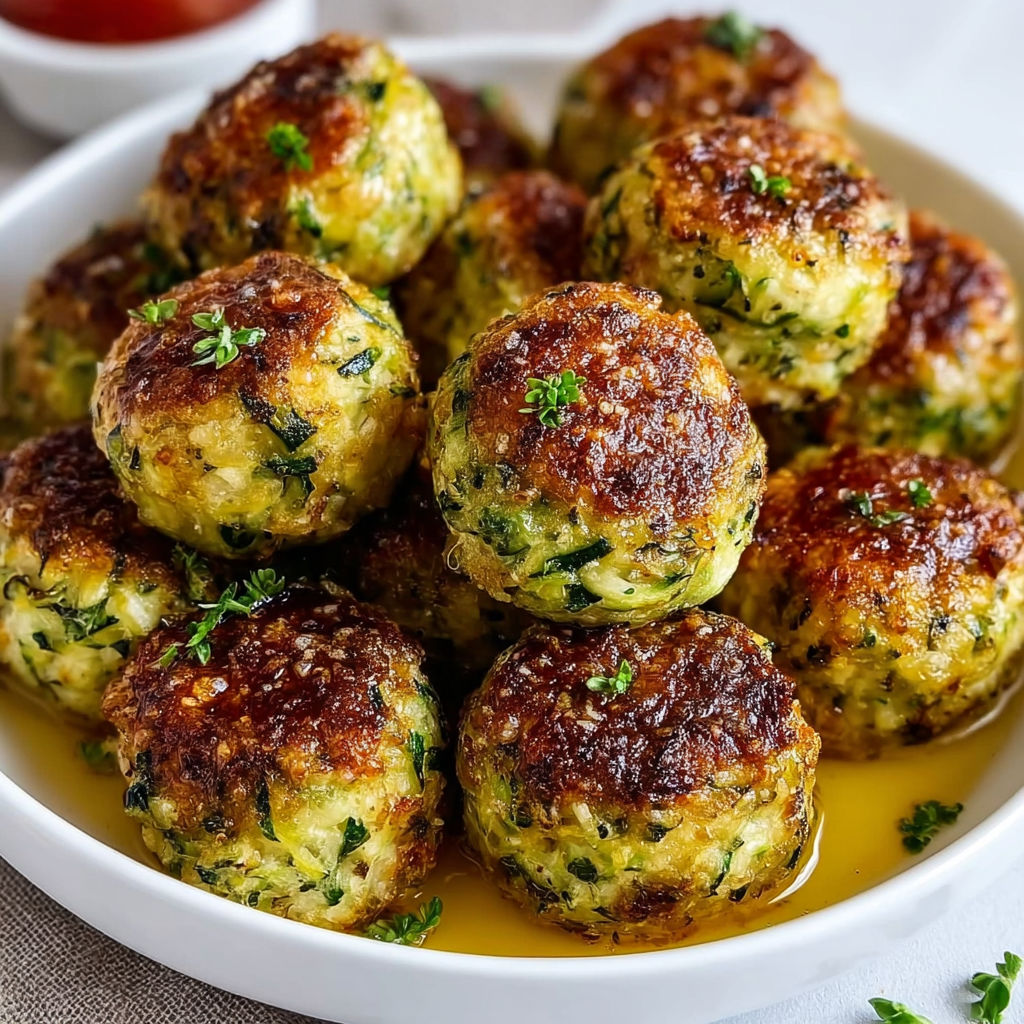 Boulettes de courgette rôties, version légère et végétarienne au four.