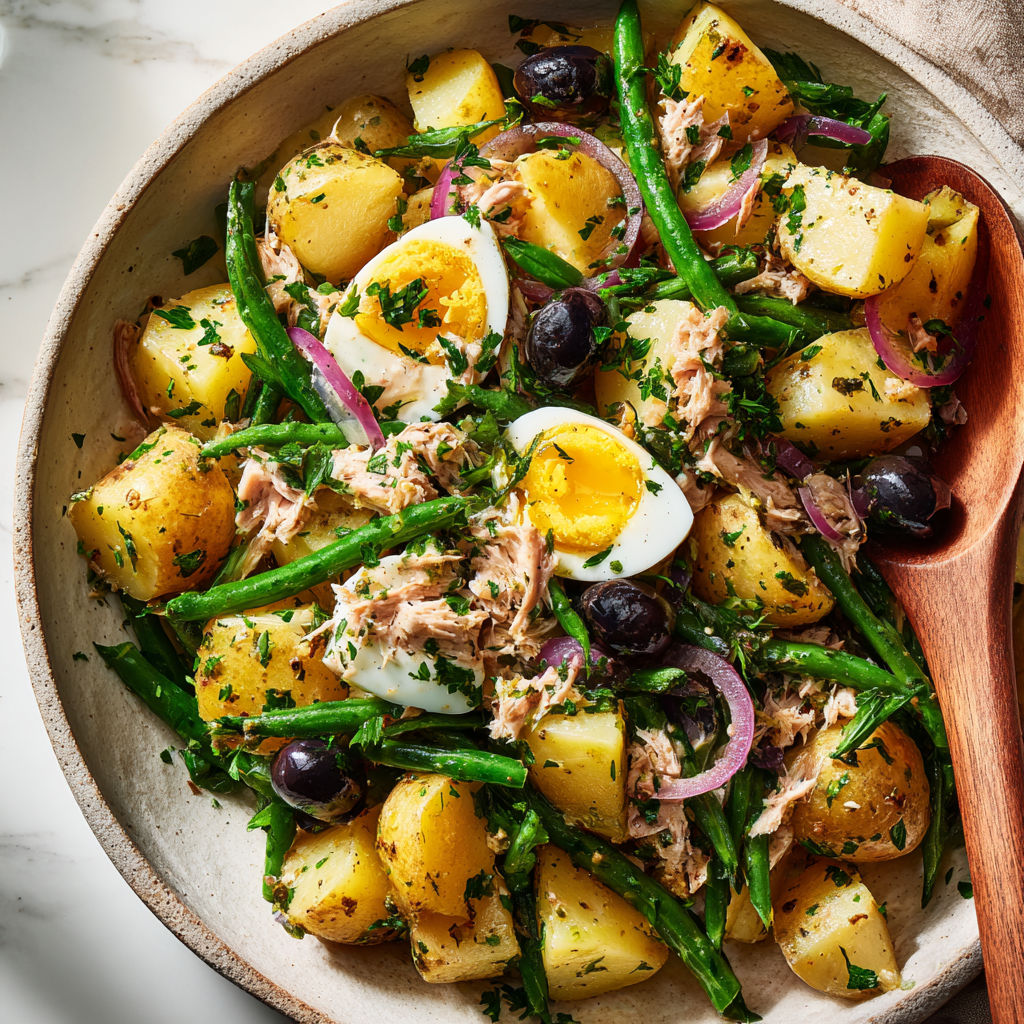 Un bol de légumes avec du poulet, des oignons et des olives.