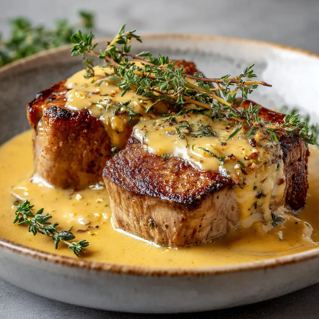 Viande dorée avec herbes, épices, sauce yaourt et pâte d’amande.