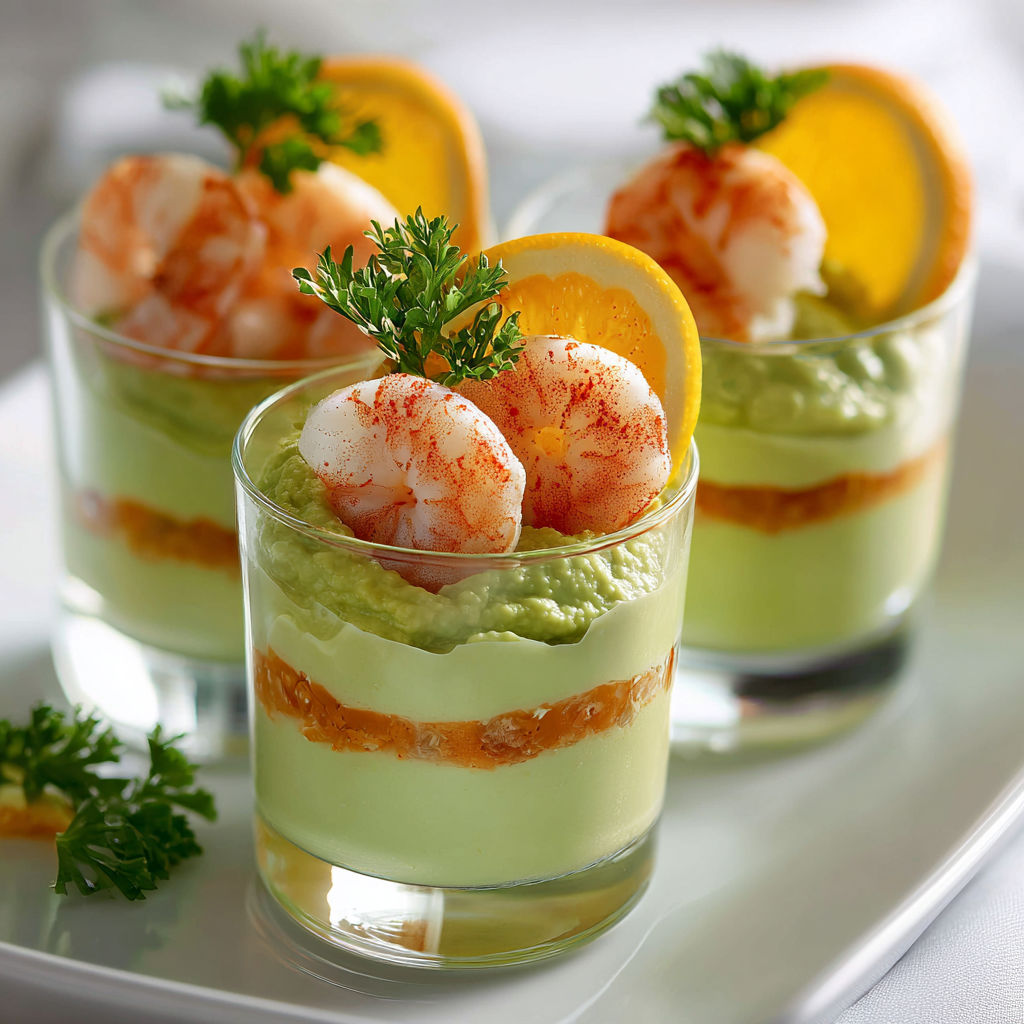 Un dessert en verrine avec crevettes et citrons.