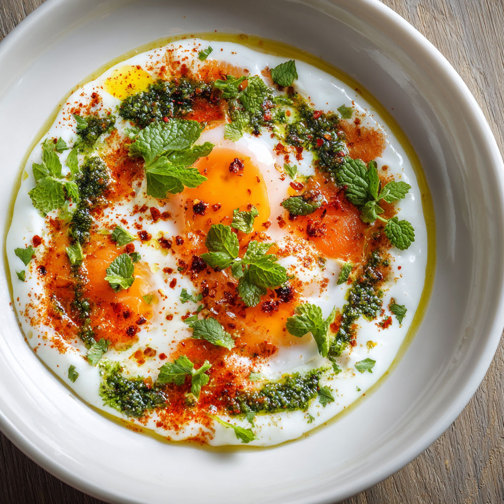 Une belle salade aux oeufs, herbes et épices colorées.