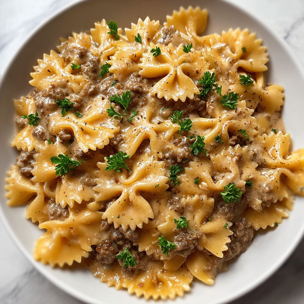 Un plat de macaroni nappé de sauce tomate et herbes fraîches.