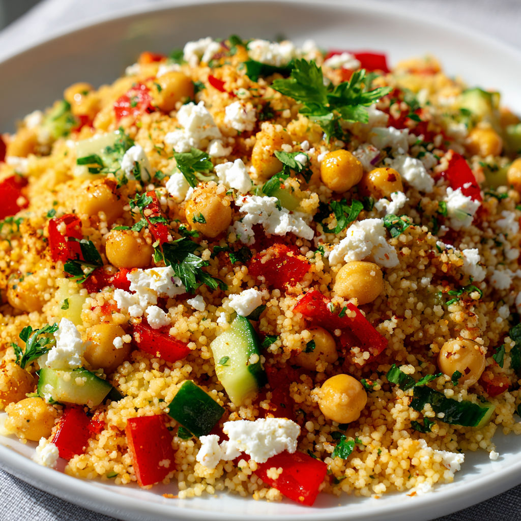 Couscous frais plein de légumes et d’herbes.
