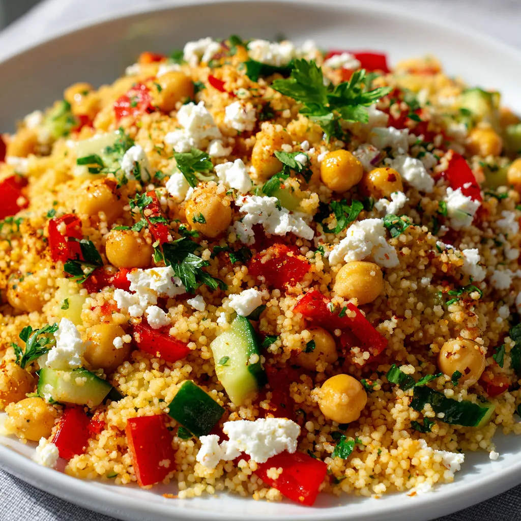 Couscous frais plein de légumes et d’herbes.