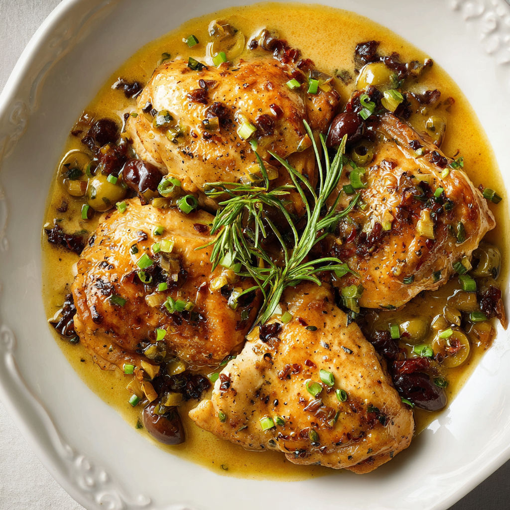 Poulet doré aux herbes avec légumes, prêt à être servi.