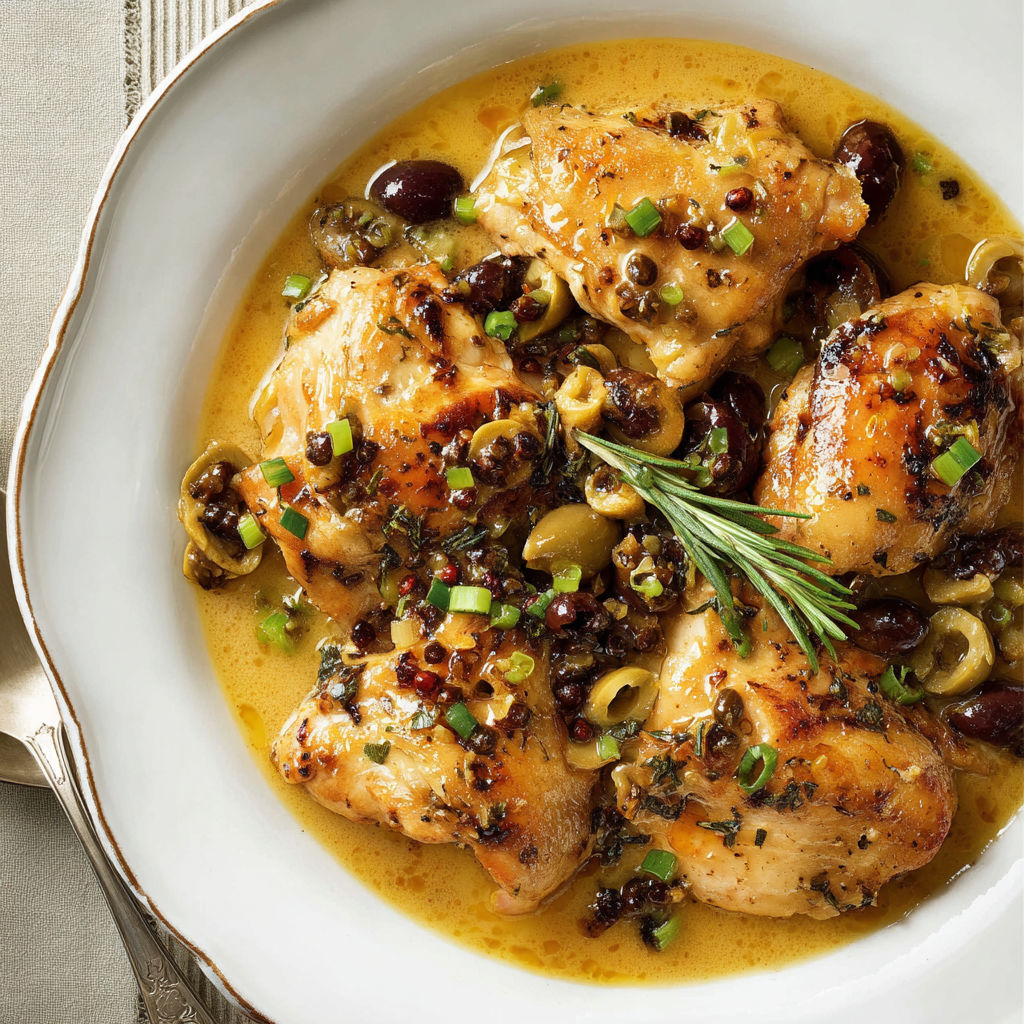Poulet doré avec légumes colorés et herbes, présenté dans un bol blanc.