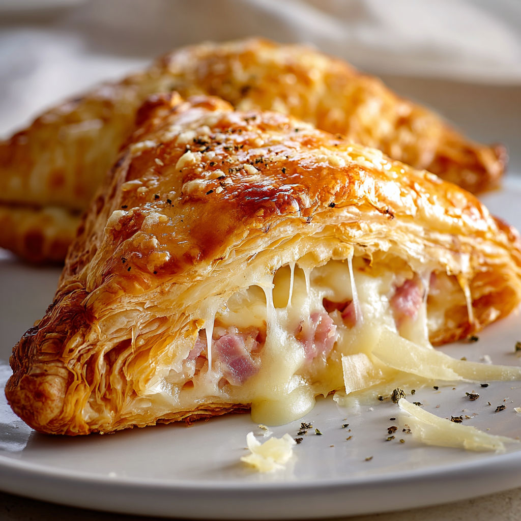 Feuilletés au jambon et gruyère : Un plaisir croustillant et fondant.