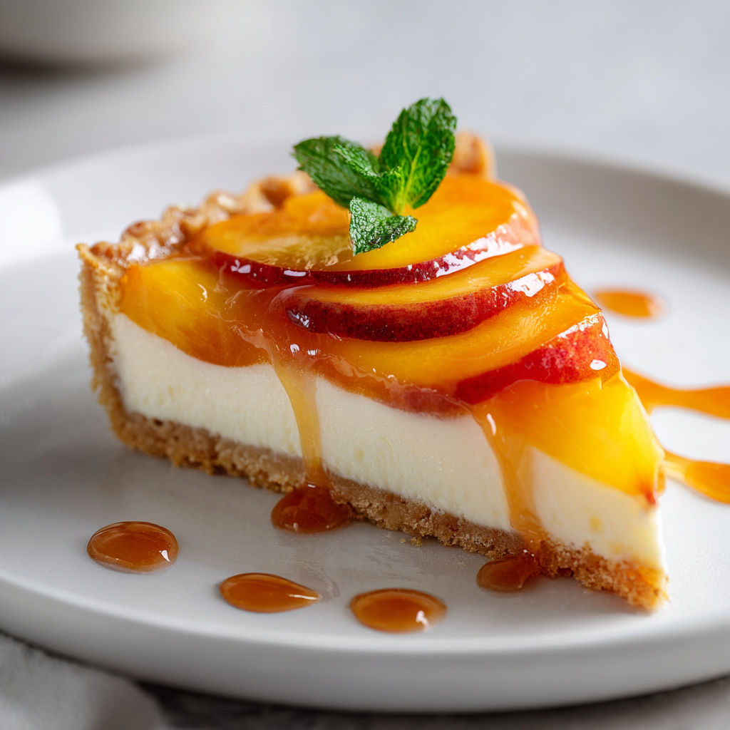 Tarte aux fruits sur un plat, fruits et herbes posés dessus.