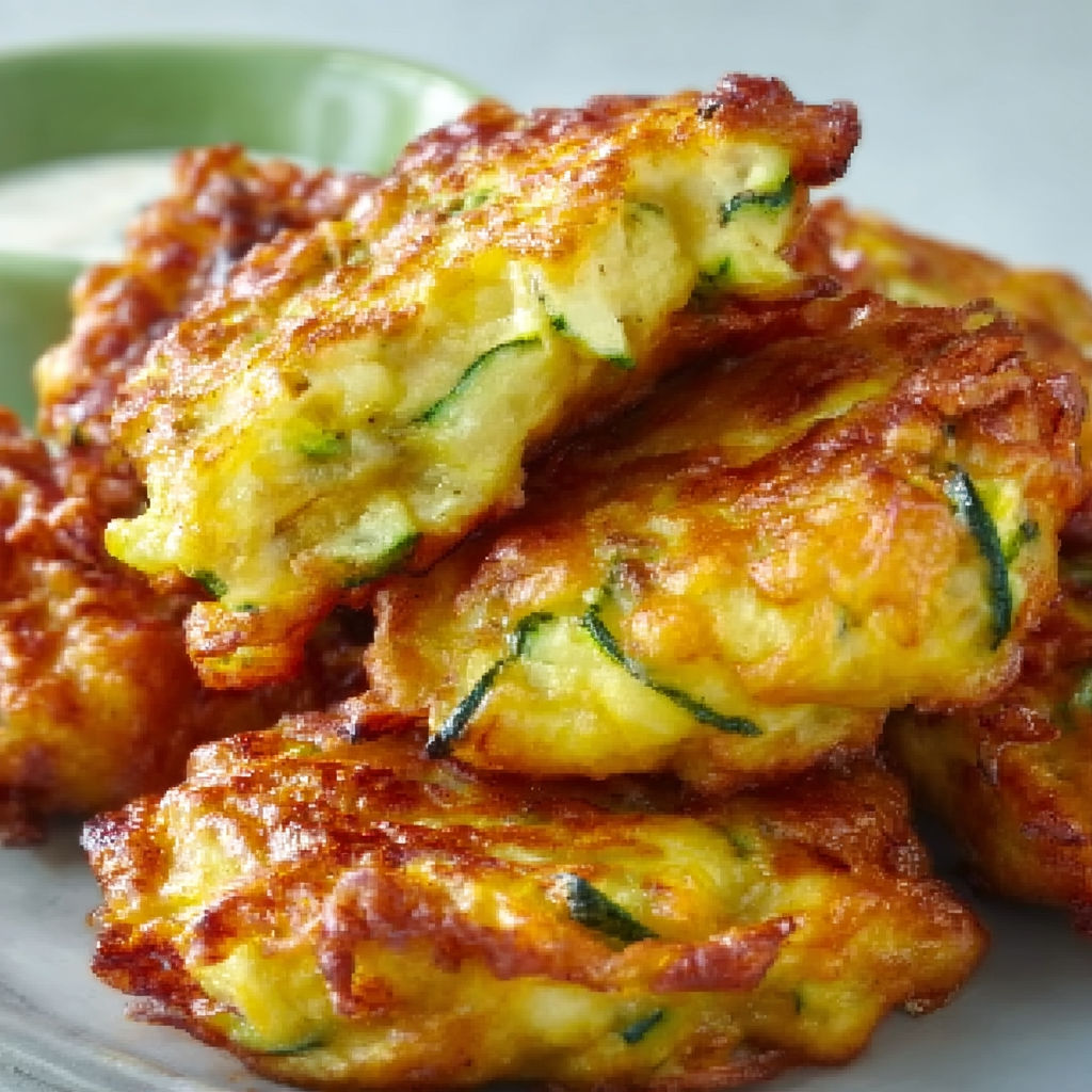 Beignets moelleux de courgettes bien dorés et savoureux.