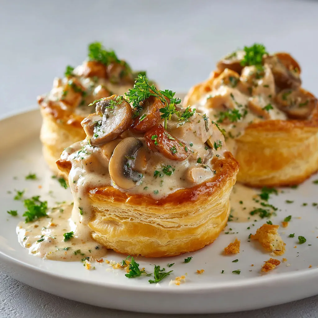 Quiche aux champignons et herbes servie au petit-déjeuner.