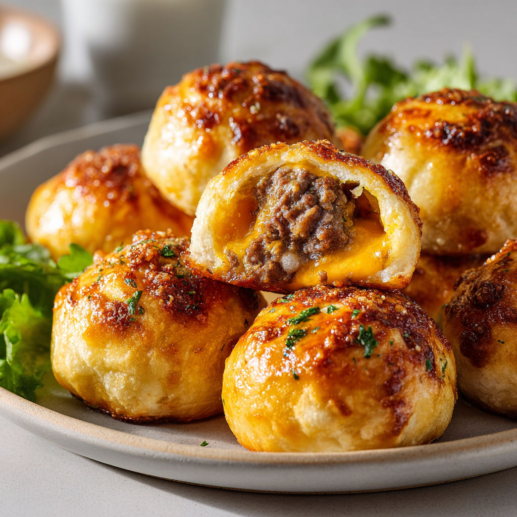 Pains farcis façon cheeseburger au parmesan et ail.