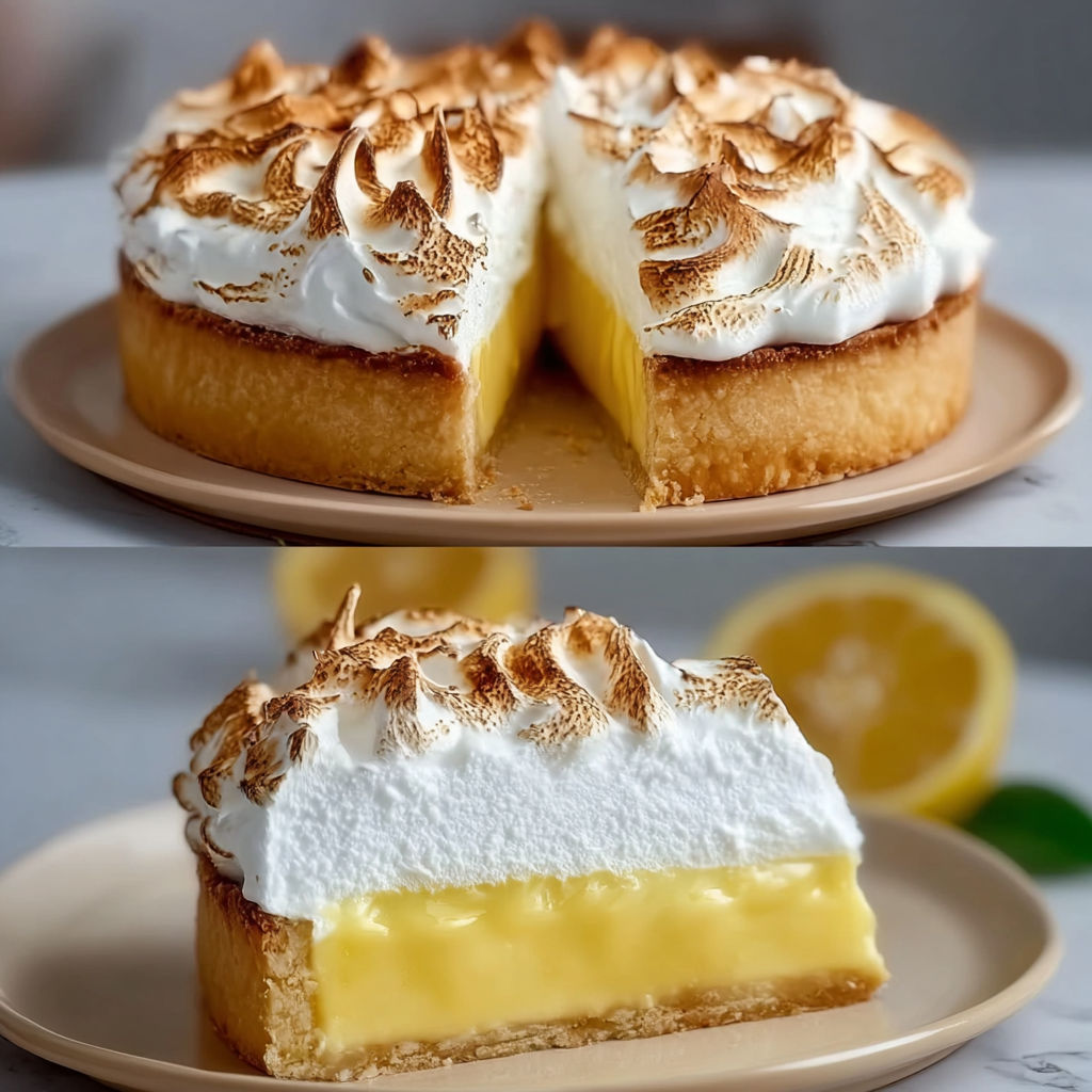 Une tarte aux pommes nappée de crème pâtissière et de chantilly, avec un peu de yaourt nature à côté.