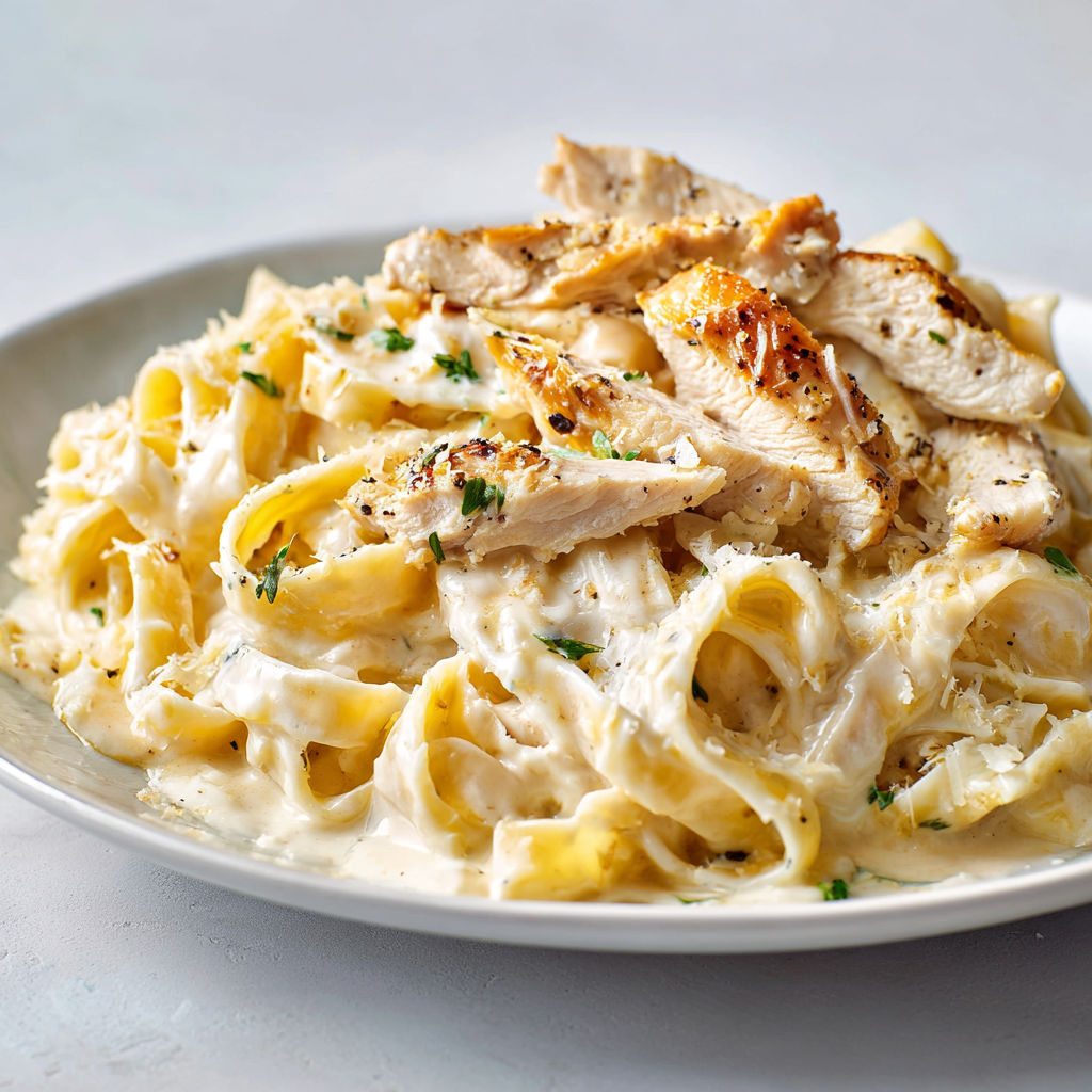 Un plat de macaroni aux fruits de mer et légumes verts.