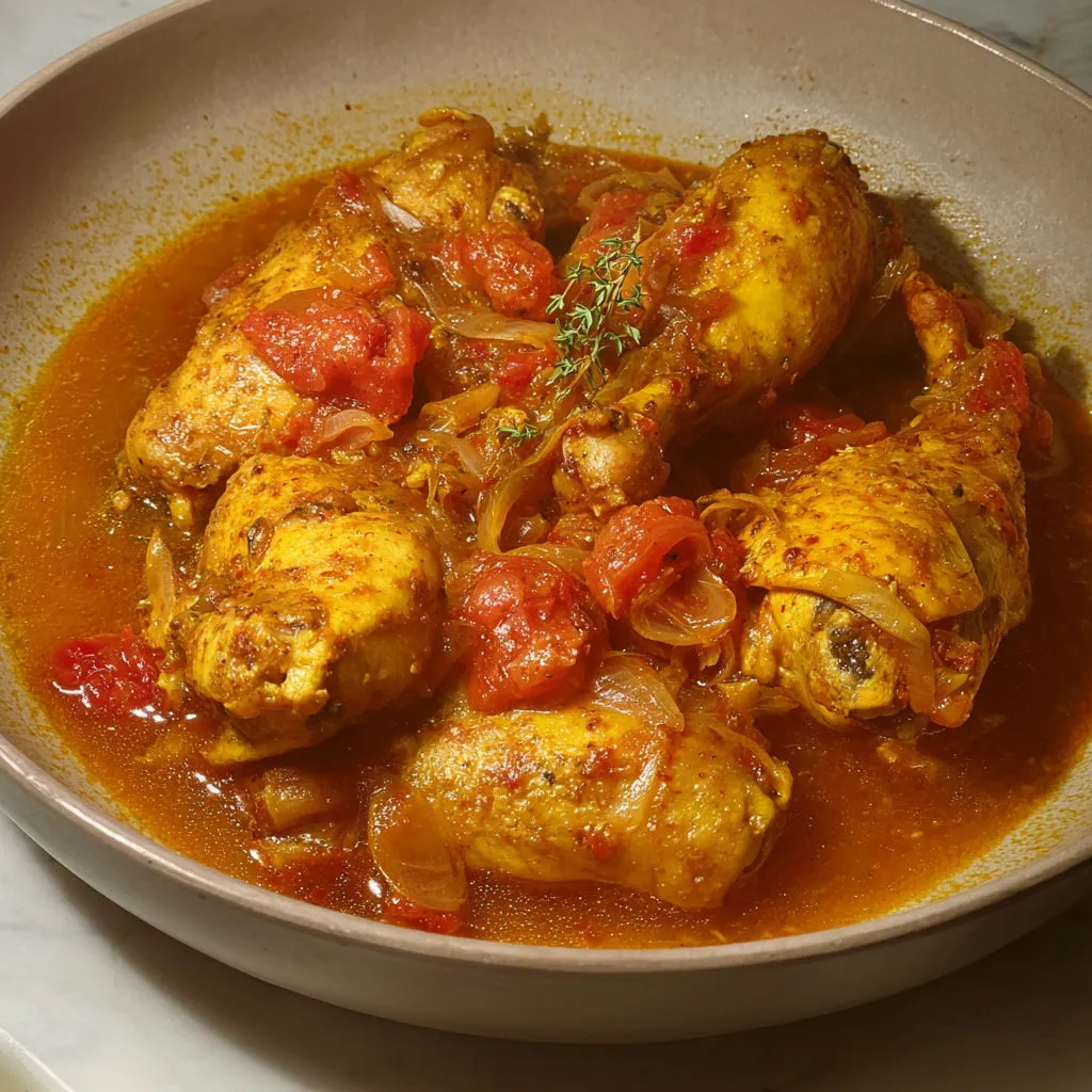 Soupe de poulet avec légumes et tomates fraîches.