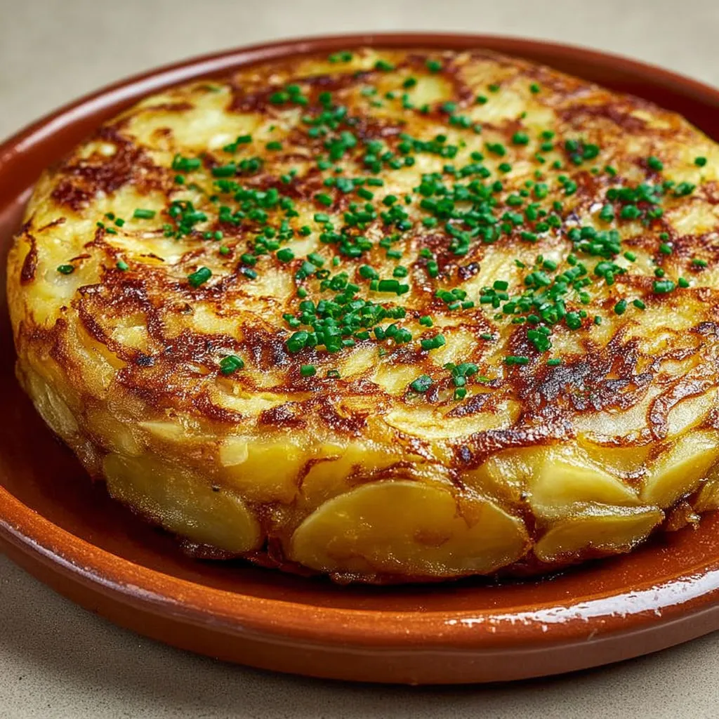 Une tarte pommes de terre épinards servie sur un plat en céramique.