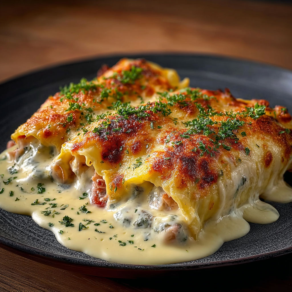 Tarte au fromage blanc et herbes sur pâte brisée et sauce, servie sur un plat.