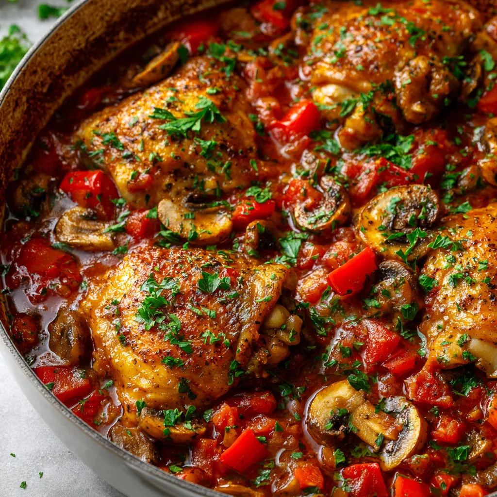 Bouillon gourmand de poulet aux champignons et feuilles vertes servi chaud.