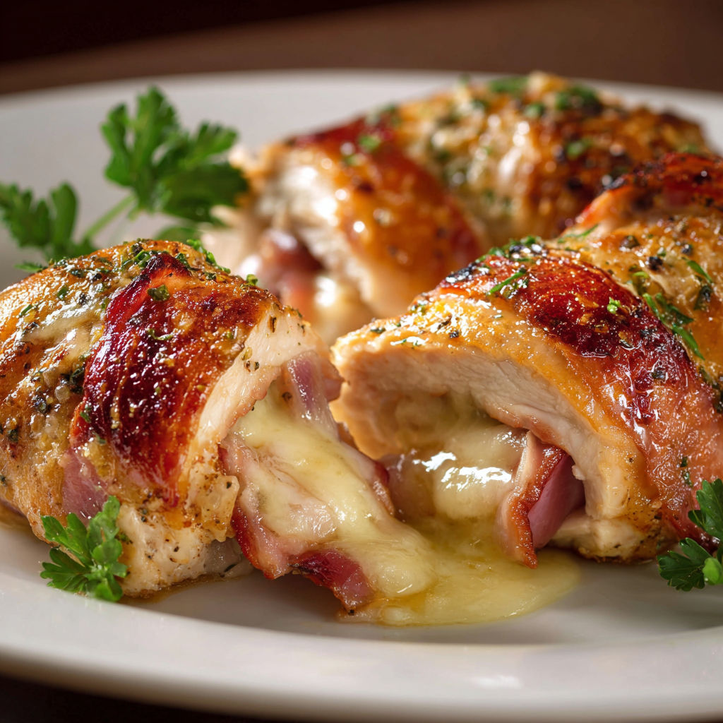 Plat de roulés poulet jambon fromage tout fondants