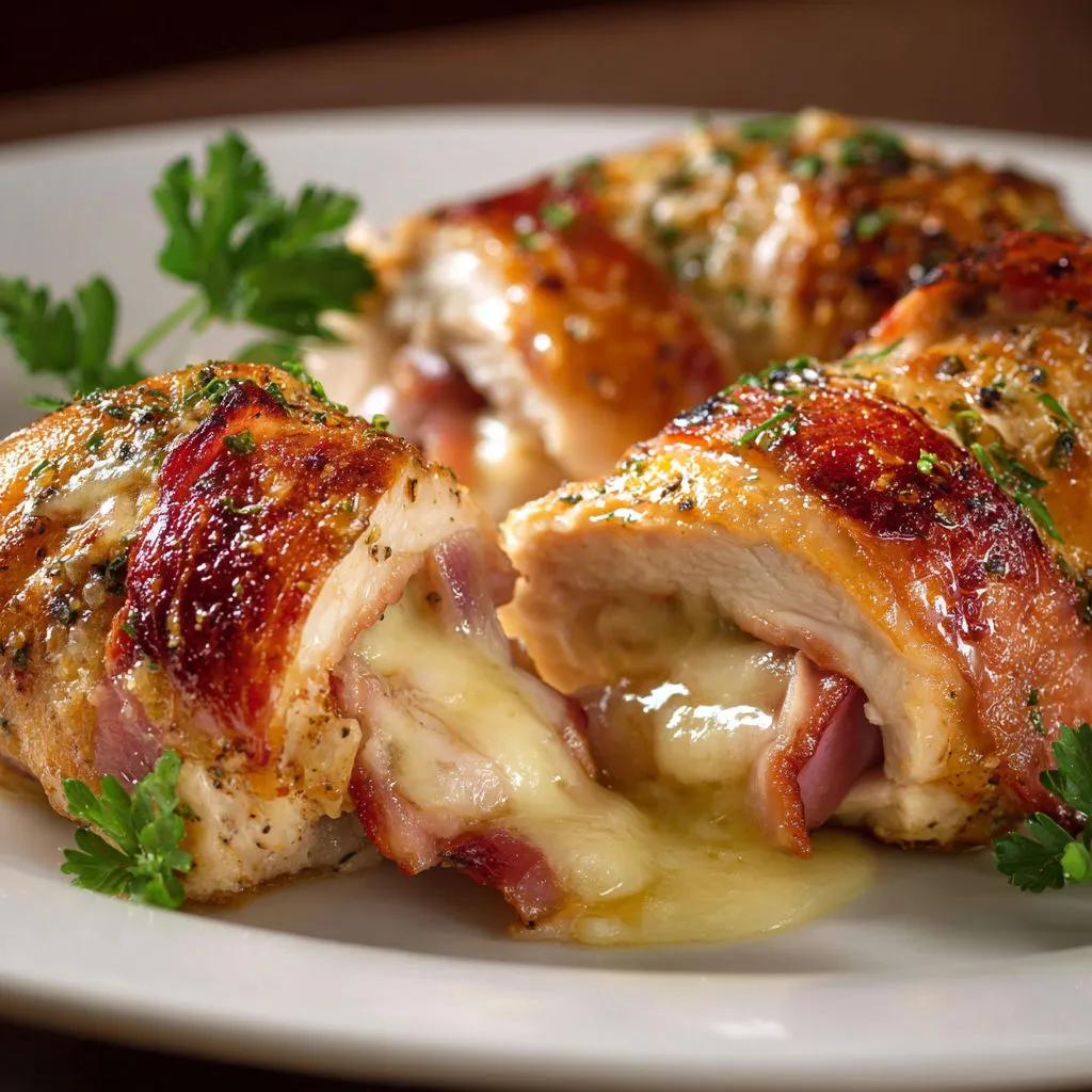Plat de roulés poulet jambon fromage tout fondants