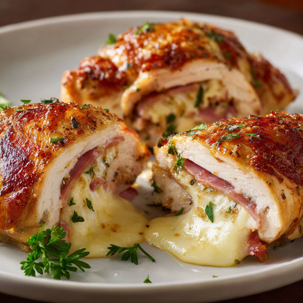 Escalopes de poulet fondantes farcies jambon fromage
