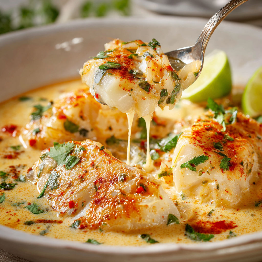 Un bol rempli de cabillaud épicé dans une sauce au lait de coco prêt en quelques minutes.