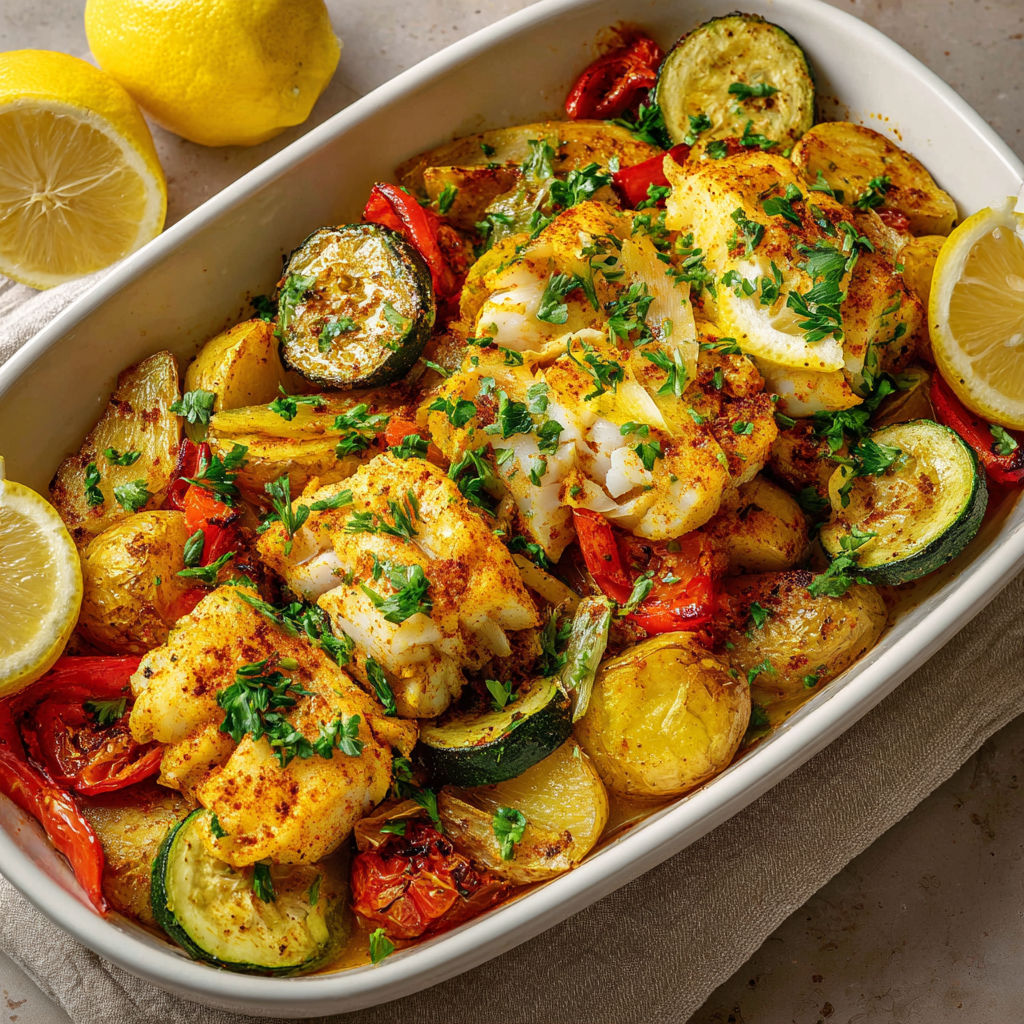 Dos de cabillaud cuit au four avec citron et épices douces