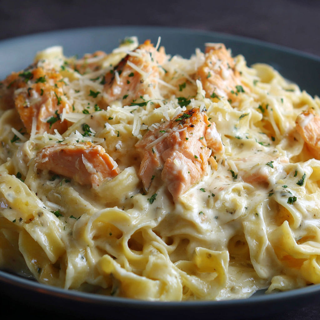 Des spaghettis nappés d’une sauce au poisson, des légumes et un nuage d’herbes pour la touche goût.