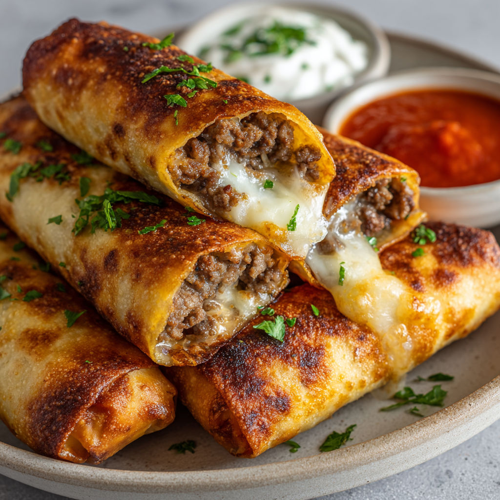 Des quesadillas mexicaines joliment garnies avec sauces et herbes fraîches.