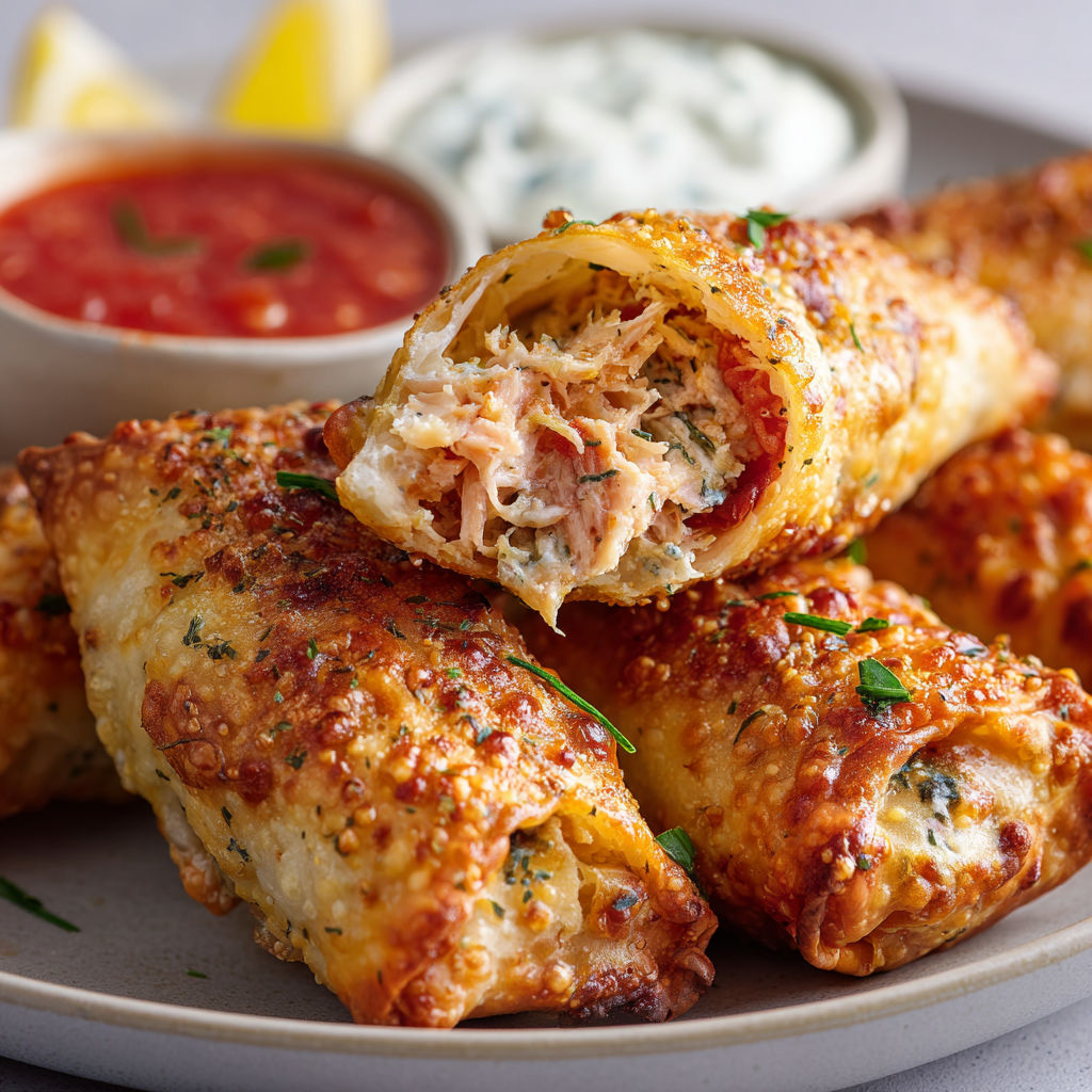 Un sandwich au poulet et légumes, nappé de sauce tomate, posé sur un plateau.