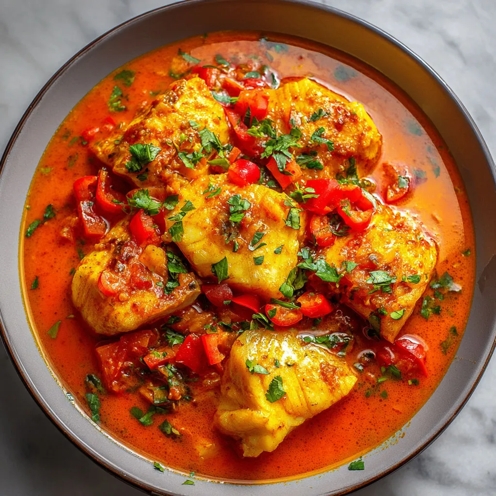 Un plat de poisson rôti avec ses légumes sur une assiette colorée.