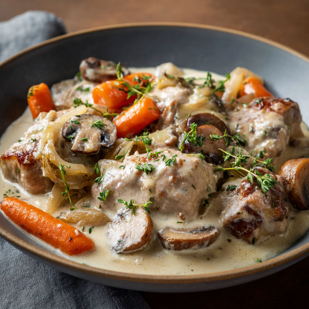 Un plat gourmand : la blanquette de veau crémeuse.