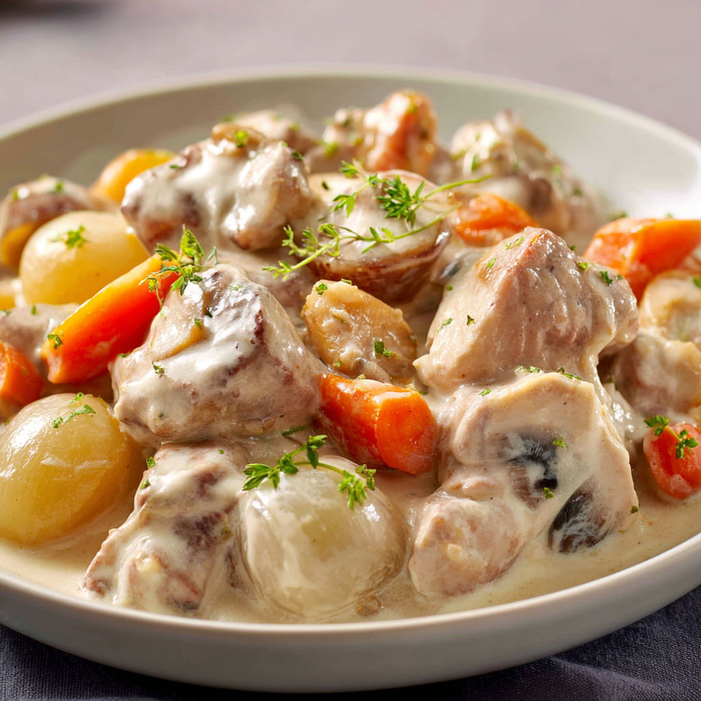 Veau mijoté onctueux à la crème et au citron