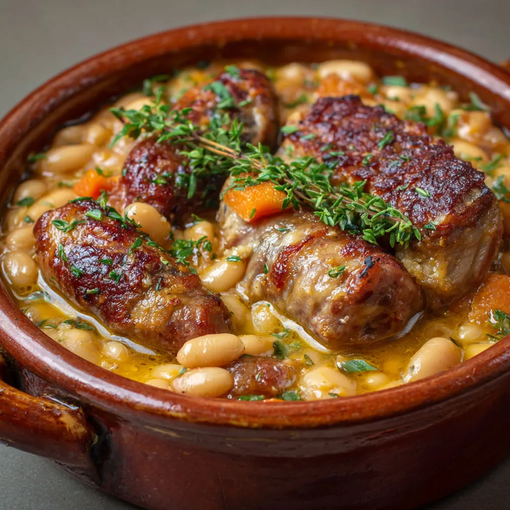 Plat du Sud-Ouest rempli de haricots, carottes, lardons et fines herbes.