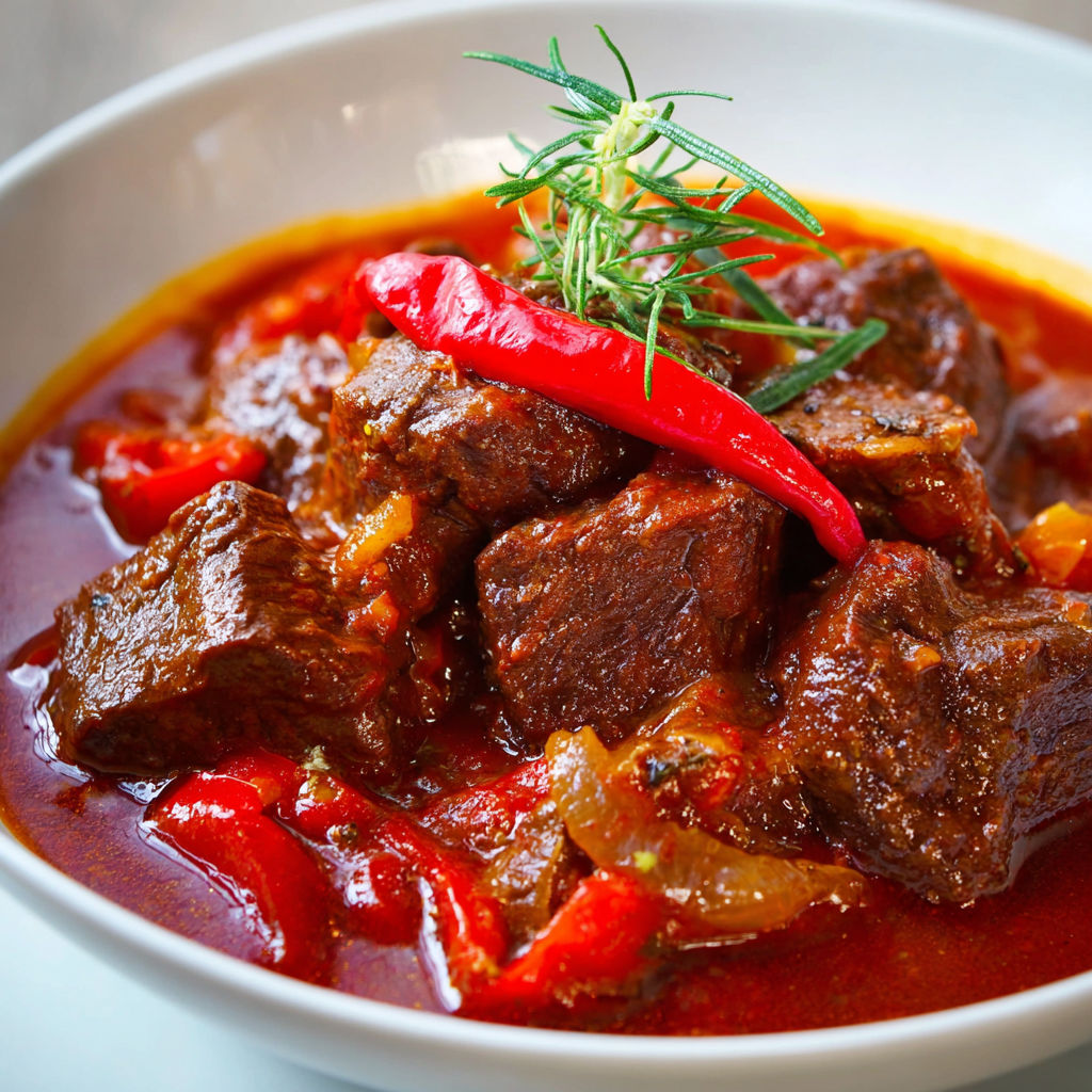 Un bol de bœuf mijoté aux pommes de terre et épinards.