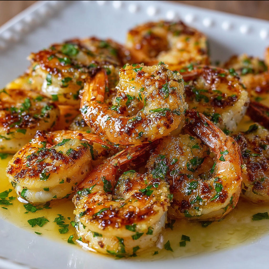Crevettes gratinées au beurre et citron.