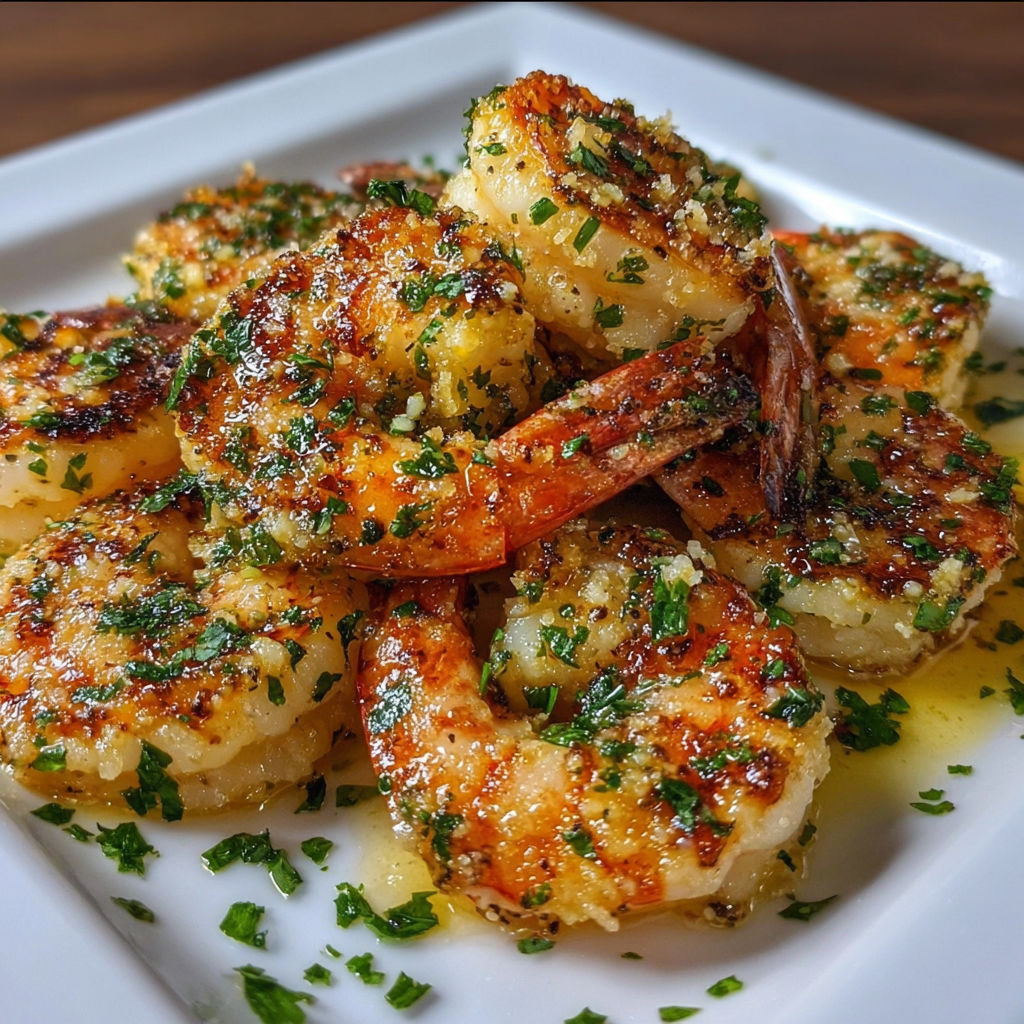 Crevettes rôties à l’ail et au fromage