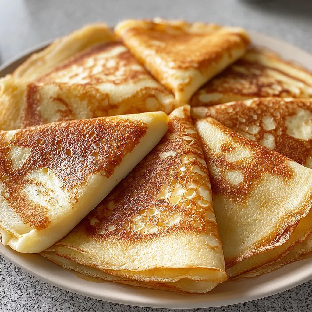 Une assiette pleine de crêpes dorées façon Cyril Lignac.