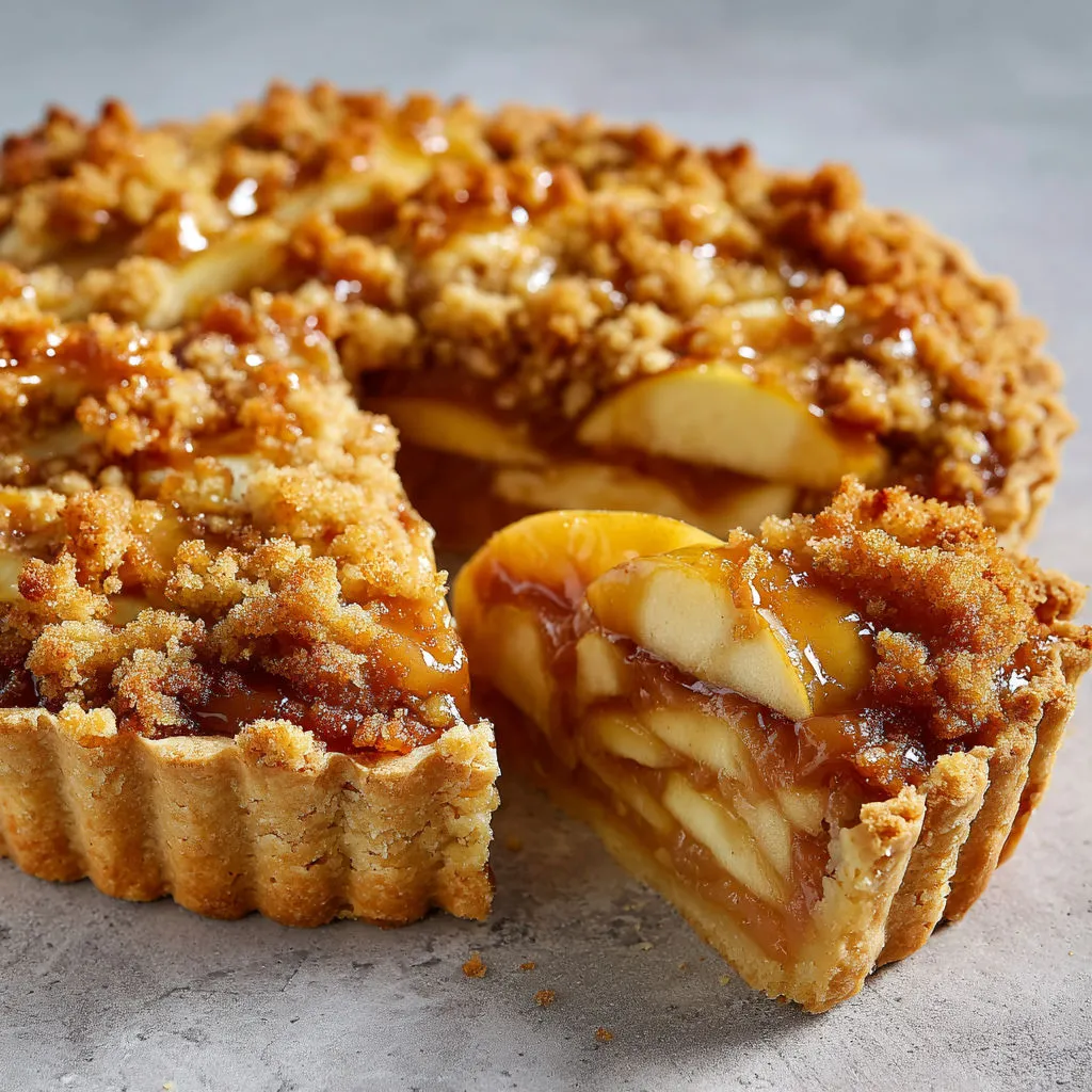 Un dessert aux pommes bien doré avec une pâte croquante et de beaux fruits frais.