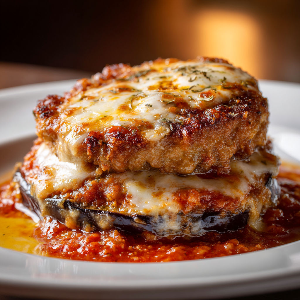Galette moelleuse de porc à l'italienne avec fondue de mozzarella.