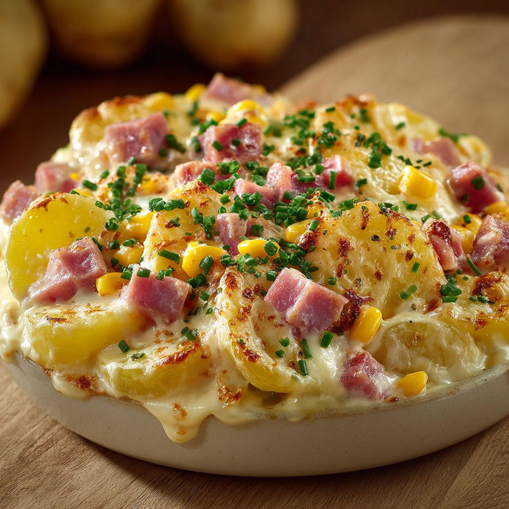 Un super plat de pâtes au bacon avec des légumes frais.