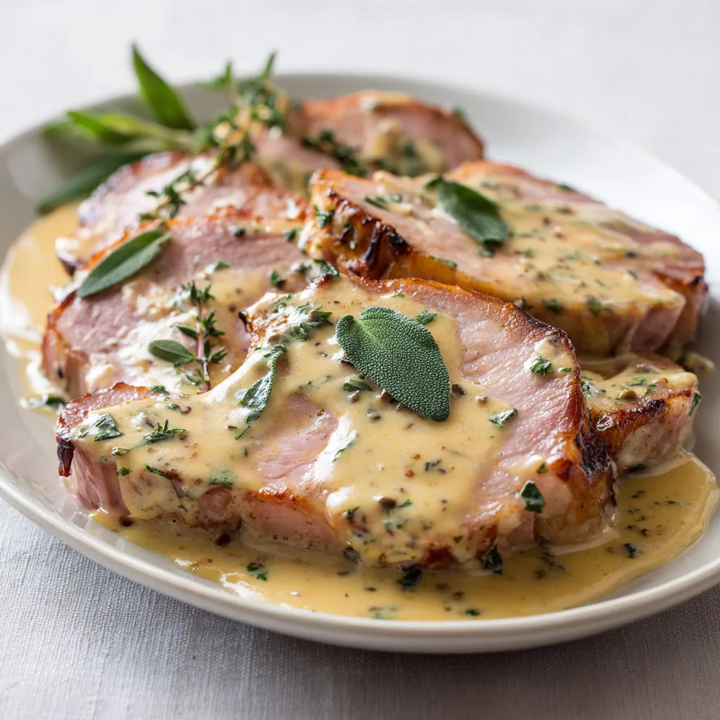 Viande grillée recouverte de pesto et d’herbes fraîches.