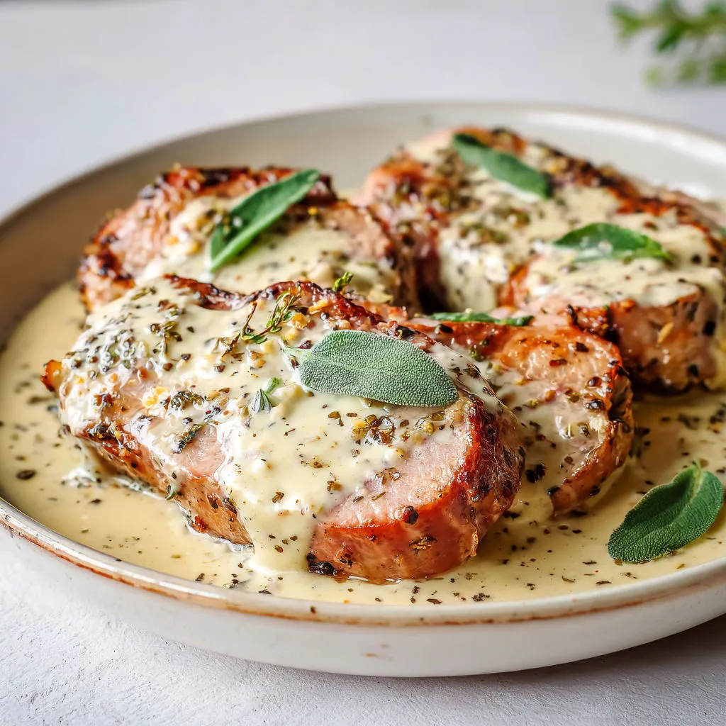 Du poulet avec une sauce au piment et à la menthe servi dans un joli plat en céramique.