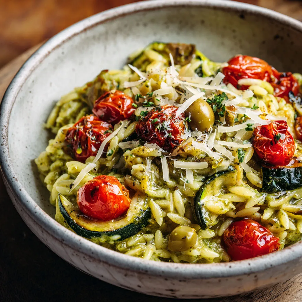 Un bol de riz avec des tomates, des herbes et des olives.