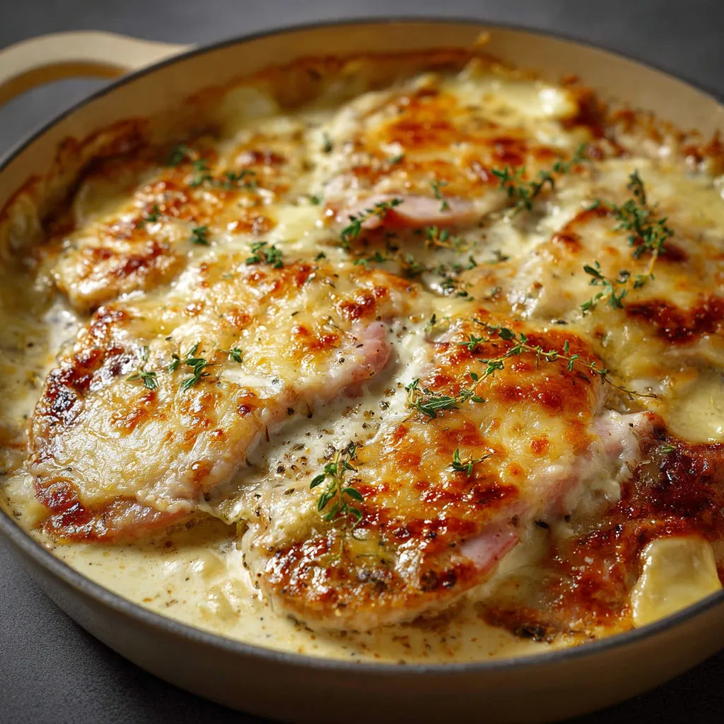 Escalope servie dans un bol en métal.