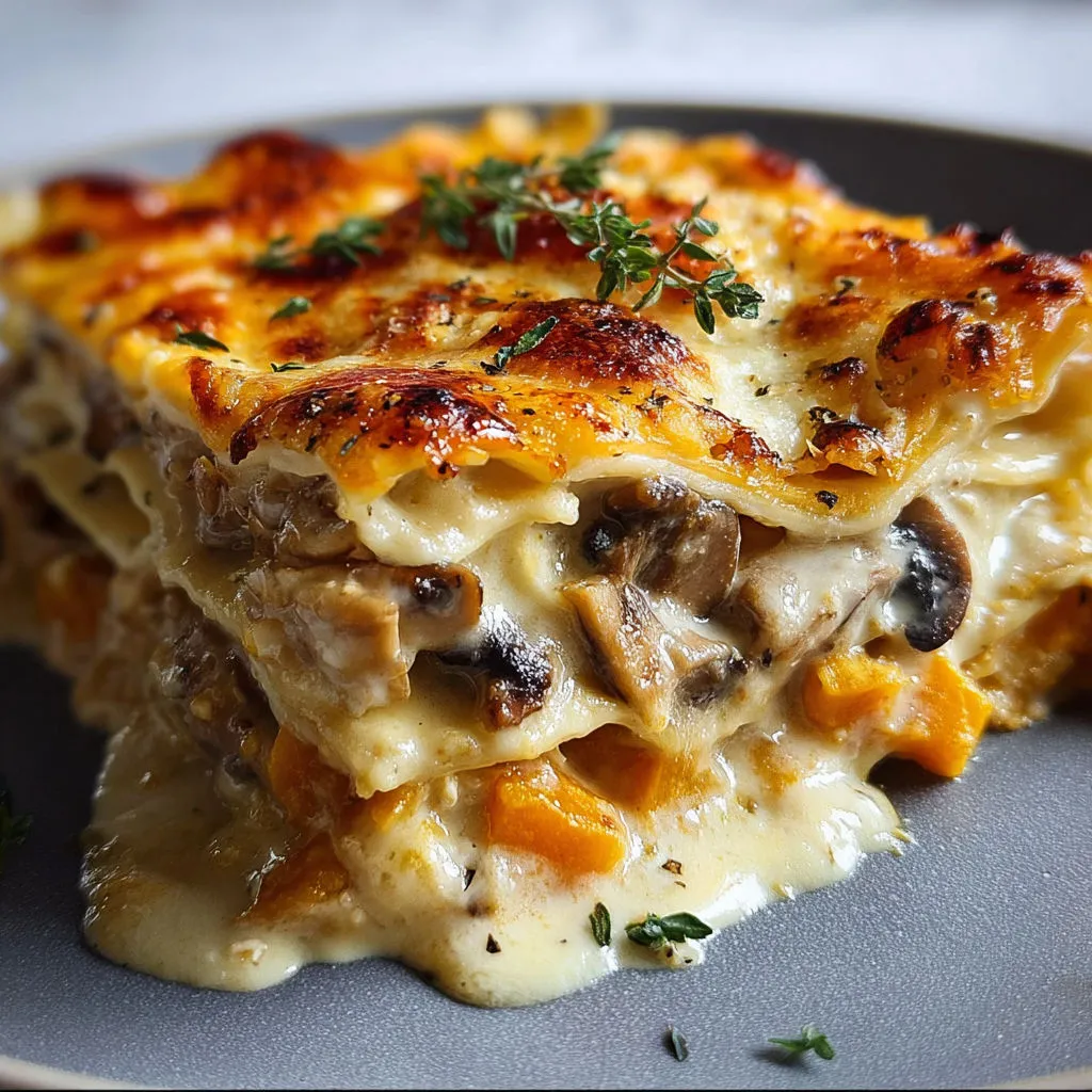 Une tarte au citron et champignons posée sur un plateau.
