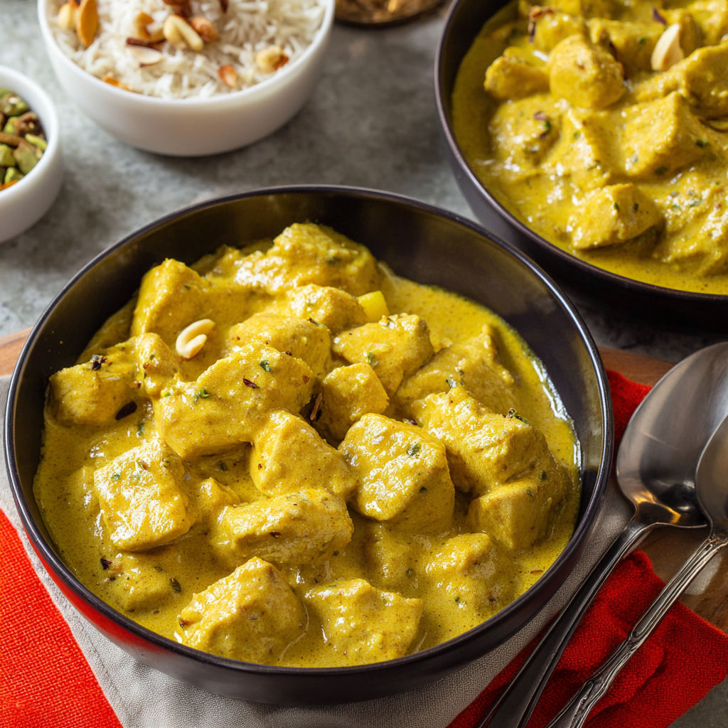 Une savoureuse assiette de poulet au cari festif.