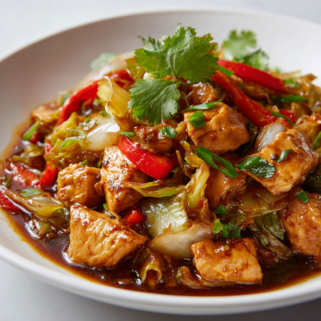 Un plat de cuisine chinoise est servi dans un bol de porcelaine.