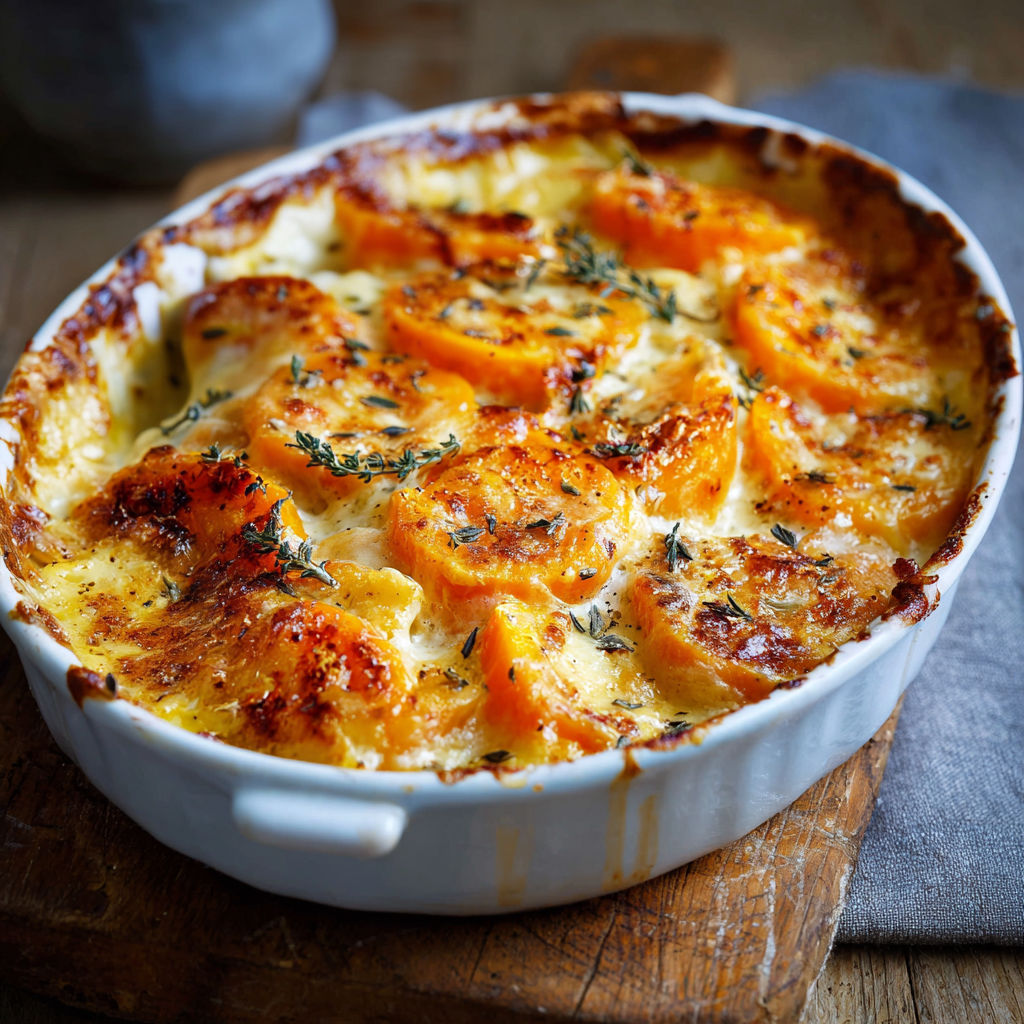 Gratin de légumes dans un plat en verre.