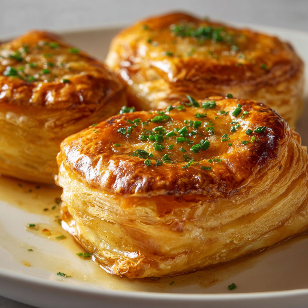 Délicieux chaussons dorés au foie gras et aux oignons caramélisés.